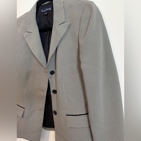 Evan Picone Womens Notch Lapel Flap Pocket Comfort Fit Herringbone Blazer Coat - Picture 2 of 4